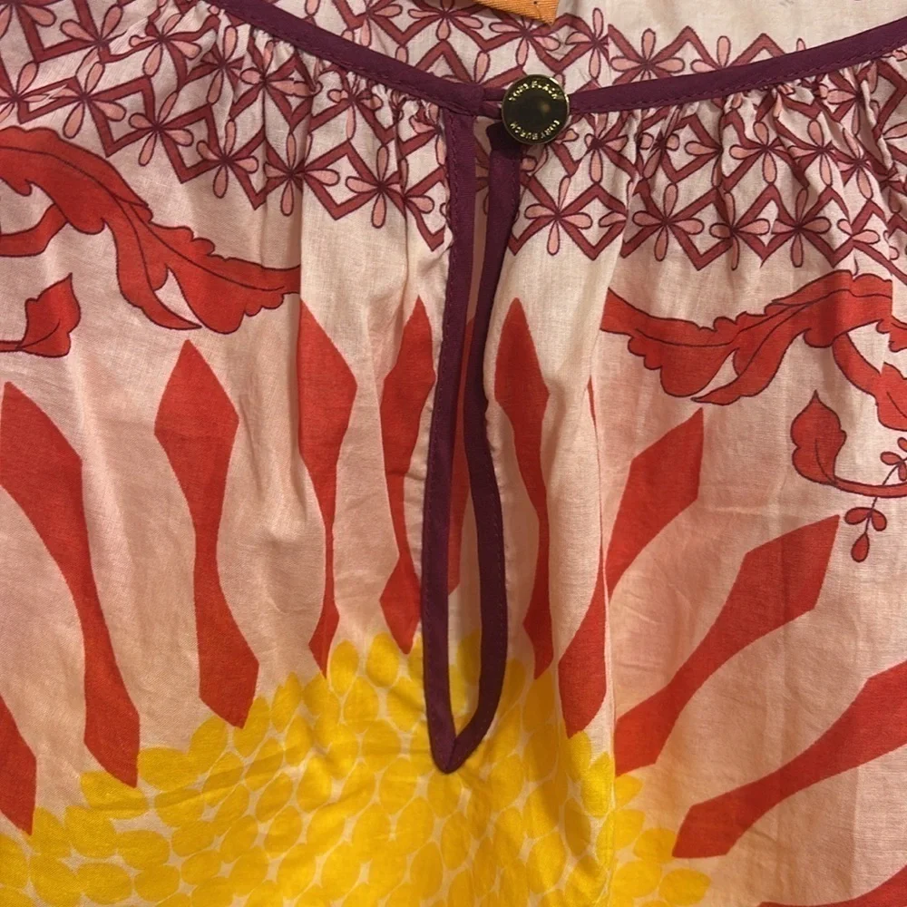 Tory Burch Sun and flowers Lisa Giverny print cotton tunic boho shirt size 2